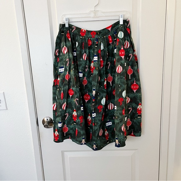 Collectif Modcloth Christmas Ornament A-Line Skirt - Picture 2 of 4